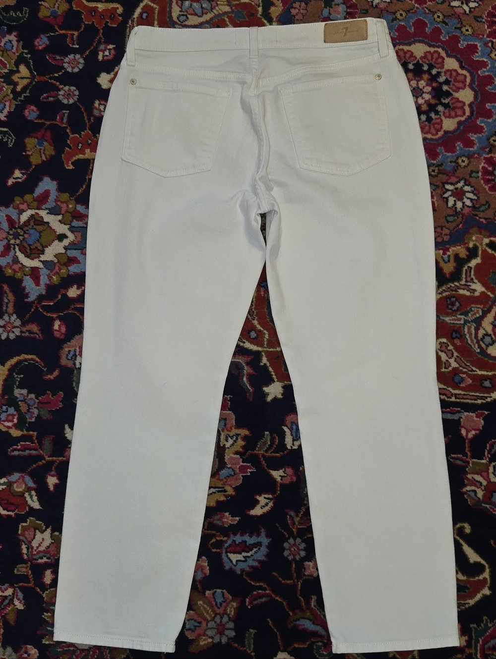 7 FOR ALL MANKIND White Straight Leg Jeans Denim Cotton Blend Sz 28